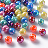 Opaque Acrylic Beads, AB Color Plated, Round, Mixed Color, 8x7mm, Hole: 2mm, about 1745pcs/500g(MACR-S370-D8mm-M2)