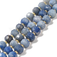 Natural Blue Aventurine Beads Strands, with Seed Beads, Faceted Rondelle, 7~8x5~6mm, Hole: 1mm, about 45~46pcs/strand, 14.57''~14.96''(37~38cm)(G-P508-A13-01)