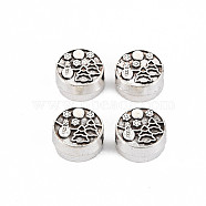 Tibetan Style Alloy European Beads Settings for Enamel, Cadmium Free & Lead Free, Flat Round, Antique Silver, 13.5x6.5mm, Hole: 4mm, about 260pcs/1000g(TIBEB-N007-027)