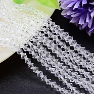 Faceted Imitation Austrian Crystal Bead Strands, Grade AAA, Bicone, Clear, 5x5mm, Hole: 0.7~0.9mm, about 80pcs/strand, 15.7 inch(G-M180-5mm-01A)