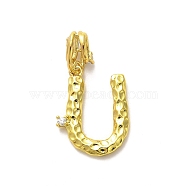 Rack Plating Brass Micro Pave Cubic Zirconia European Dangle Charms, Large Hole Letter Pendant, Real 18K Gold Plated, Long-Lasting Plated, Cadmium Free & Lead Free, Letter U, 26mm, Charm: 18x14.5x2mm, Hole: 4x2.5mm(KK-L210-015G-U)