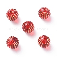 Plating Acrylic Beads, Metal Enlaced, Round, Red, 12mm, Hole: 1.5mm, about 490pcs/500g(OACR-P007-01)