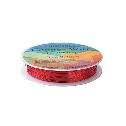 Copper Jewelry Wire, Long-Lasting Plated, Red, 26 Gauge, 0.4mm, about 39.37 Feet(12m)/roll(CWIR-CW0.4mm-13)