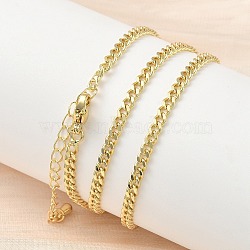 3MM Brass Curb Chain Necklaces, Cadmium Free & Lead Free, Long-Lasting Plated, Rack Plating, Real 18K Gold Plated, 17.52 inch(44.5cm)(NJEW-P339-03G)