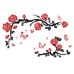 PVC Wall Stickers, Wall Decoration, Rose Pattern, 390x980mm(DIY-WH0228-796)