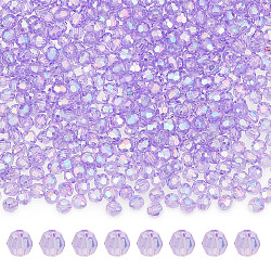 800Pcs UV Plating Transparent Acrylic Beads, Iridescent, Faceted, Oval, Medium Purple, 6x5mm, Hole: 1.5mm(PACR-GO0001-01)