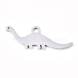 201 Stainless Steel Pendants, Laser Cut, Dinosaur, Stainless Steel Color, 9.5x26x0.9mm, Hole: 1.8mm(X-STAS-S081-055)