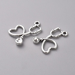 Tibetan Style Alloy Pendants, Stethoscope, Antique Silver, 21.5x13.5x3mm, Hole: 1.5mm(TIBEP-WH0002-05AS)