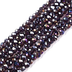 Electroplate Glass Beads Strands, AB Color Plated, Faceted, Rondelle, Indigo, 2.3~2.7x2mm, Hole: 0.4mm, about 150~155pcs/strand, 12.60~12.99 inch(32~33cm)(EGLA-A044-T1mm-B15)