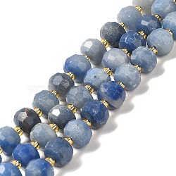 Dyed & Heated Natural Blue Aventurine Beads Strands, with Seed Beads, Faceted Rondelle, 7~8x5~6mm, Hole: 1mm, about 45~46pcs/strand, 14.57''~14.96''(37~38cm)(G-P508-A13-01)