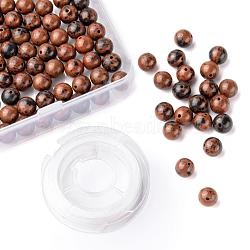 100Pcs 8mm Natural Mahogany Obsidian Round Beads, with 10m Elastic Crystal Thread, for DIY Stretch Bracelets Making Kits, 8mm, Hole: 1mm(DIY-LS0002-03)