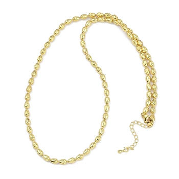 Rack Plating Brass Textured Teardrop Link Chain Necklaces for Women, Long-Lasting Plated, Lead Free & Cadmium Free, Real 18K Gold Plated, 21.93 inch(55.7cm)