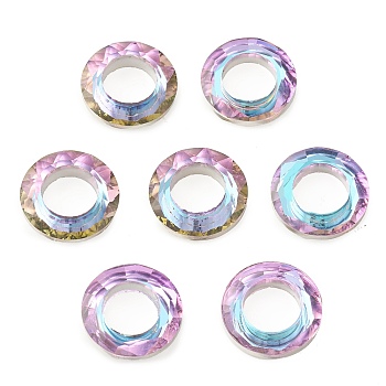 Electroplate Glass Linking Rings, Crystal Cosmic Ring, Prism Ring, Faceted, Back Plated, Round Ring, Plum, 20x5.5mm, Inner Diameter: 11.5mm
