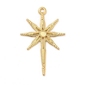 Ion Plating(IP) 304 Stainless Steel Pendants, Star Charms, Real 18K Gold Plated, 40x25x2mm, Hole: 2mm