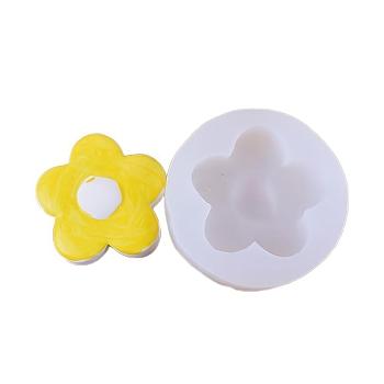 Food Grade Silicone Molds, Resin Casting Molds, For UV Resin, Epoxy Resin Jewelry Making, Flower, White, 50x16mm, Inner Diameter: 37x35mm