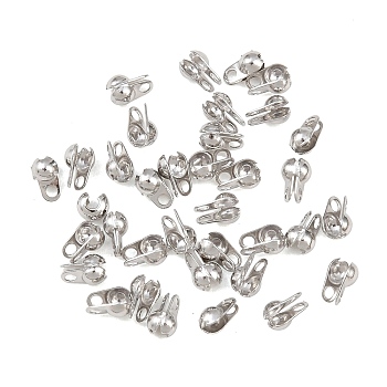 Brass Bead Tips, Calotte Ends, Clamshell Knot Cover, Cadmium Free & Nickel Free & Lead Free, Platinum, 4x2mm, Hole: 1mm, Inner Diameter: 2mm