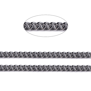 Iron Cuban Link Chains, Chunky Chains, Unwelded, with Spool, Oval, Gunmetal, 5x4x1mm, about 164.04 Feet(50m)/roll