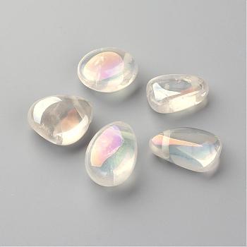 Natural Quartz Crystal Beads, AB Color Plated, Nuggets, 29~33x21~26x12~18mm, Hole: 2~3mm