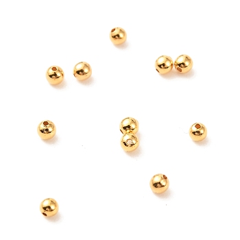 Brass Beads, Long-Lasting Plated, Round, Real 18K Gold Plated, 2mm, Hole: 0.5mm