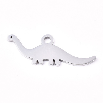 201 Stainless Steel Pendants, Laser Cut, Dinosaur, Stainless Steel Color, 9.5x26x0.9mm, Hole: 1.8mm