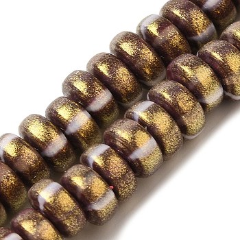 Handmade Polymer Clay Beads Strands, with Glitter Powder, Rondelle, Coconut Brown, 7~7.5x3~3.5mm, Hole: 1.6mm, about 116~118pcs/strand, 15.55~15.94''(39.5~40.5cm)