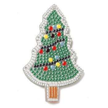 Christmas Theme Double-sided Printed Acrylic Pendants, Colorful, Christmas Tree, 41.5x25.5x2.2mm, Hole: 1.5mm