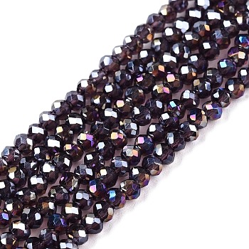 Electroplate Glass Beads Strands, AB Color Plated, Faceted, Rondelle, Indigo, 2.3~2.7x2mm, Hole: 0.4mm, about 150~155pcs/strand, 12.60~12.99 inch(32~33cm)