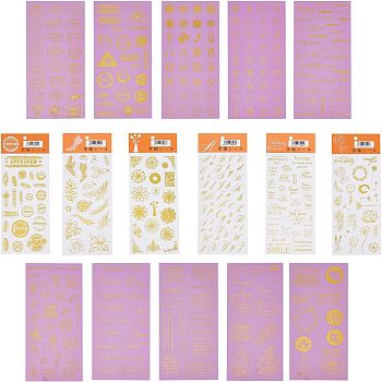 Glitter Self Adhesive Waterproof Hot Stamping Stickers, DIY Gift Hand Account Photo Frame Album Decoration Sticker, Mixed Color, 175x85mm, 22sheet/set