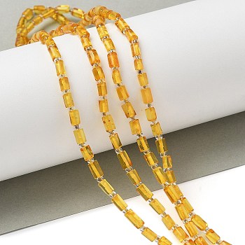 Natural Amber Beads Strands, Column, with Seed Beads, 3~4.5x3~3.5mm, Hole: 1mm, about 63pcs/strand, 15.04''~15.35''(38.2~39cm)