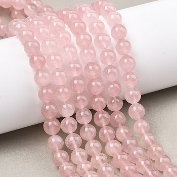 Natural Madagascar Rose Quartz Beads Strands, Smooth Round, 8~9mm, Hole: 0.7mm, about 46pcs/strand, 15.28''(38.8cm)