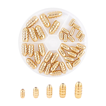 Brass Grooved Bullet Shape Weights Fishing Sinkers, for Freshwater Saltwater Bass Fishing, Golden, 11.5~21.5x6~10mm, Hole: 1.5~2mm, 42pcs/box