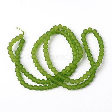 Lime Green Frosted Round Transparent Glass Bead Strands(X-GLAA-S031-6mm-34)-3