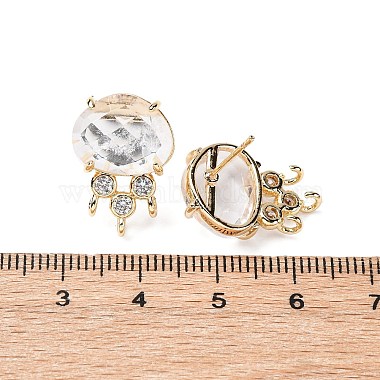 Brass Micro Pave Cubic Zirconia Stud Earring Findings with Natural Quartz Crystal(KK-Z096-05G-08)-3