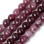 Natural Quartz Beads Strands, Dyed & Heated, Imitation Quartz, Round, Purple, 8~8.5mm, Hole: 1.2mm, about 48pcs/strand, 15.35 inch(39cm)(G-R479-8mm-04)
