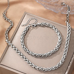 304 Stainless Steel Chain Bracelets & Necklaces Sets, Stainless Steel Color, 450mm(FS-WGEEBCF-02)