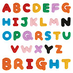 Polyester Clothing Patches, Mixed Color, Letter, 21~27.5x17~32.5x2.5mm, 26pcs/set(PATC-TAC0002-04B)