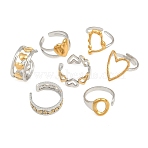 304 Stainless Steel Cuff Open Rings, Mixed Shapes, Real Gold Plated & Stainless Steel Color, 18mm(SA-CBA9AC8-04A-G)