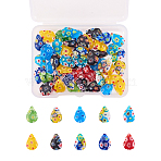 50Pcs Handmade Millefiori Glass Charms, Teardrop, Mixed Color, 12x8.5x3.5mm, Hole: 1mm(LK-CJ0001-07)