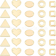 30Pcs 5 Style Eco-Friendly Brass Connector Charms & Chandelier Component Links, Cadmium Free & Lead Free, Donut & Rhombus & Oval & Heart & Triangle, Real 18K Gold Plated, 9.5~14x9.5~15x0.8~1mm, Hole: 1mm, 6pcs/style(KK-BC0008-16)