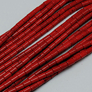 Synthetic Turquoise Beads Strands, Dyed, Column, Red, 8~9x5mm, Hole: 1mm, about 46pcs/strand, 15.2 inch(TURQ-G120-5x9mm-07)