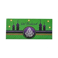 Paper Envelopes, Rectangle with Eid Mubarak Word, Green, 13x18x0.05cm, Usable: 80x180mm, 6pcs/bag(AJEW-H136-02C)