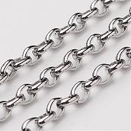 304 Stainless Steel Rolo Chains, Belcher Chains, Soldered, Stainless Steel Color, 4x3x1mm(CHS-K002-01A)