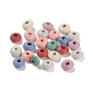Spray Painted Natural Maple Wood Beads, Flat Round, Mixed Color, 8.5x4mm, Hole: 3.5mm, about 5555pcs/500g(WOOD-M007-02A)