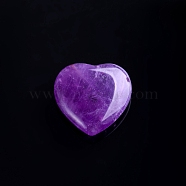 Natural Amethyst Love Heart Stone, Pocket Palm Stone for Reiki Balancing, Home Display Decorations, 20x20mm(PW-WG32553-01)
