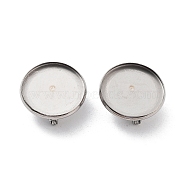 304 Stainless Steel Brooch Base Settings, Flat Round, Stainless Steel Color, 19.5x2mm, Tray: 18mm(FIND-D035-04C-P)