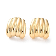 304 Stainless Steel Stud Earrings, Real 14K Gold Plated, 14.5x14mm(EJEW-H115-20G)