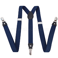 Polyester Elastic Men's Strength Suspenders, with Iron Clasps, Midnight Blue, 75x25x2mm(AJEW-WH0258-293A)
