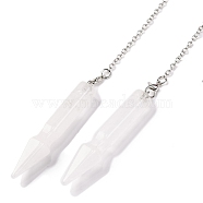 Natural Quartz Crystal Pointed Dowsing Pendulums, Spear Charms with Rack Plating Platinum Tone Alloy Findings, Cadmium Free & Lead Free, 177mm(G-Q184-04E-P)