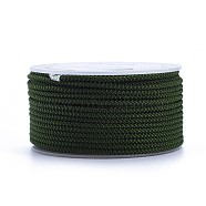 Polyester Braided Cord, Dark Olive Green, 2mm, about 16.4 yards(15m)/roll(OCOR-F010-A39-2MM)