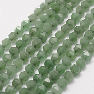 Natural Green Aventurine Beads Strands, Star Cut Round Beads, Faceted, 5.5~6mm, Hole: 1mm, about 63~68pcs/strand, 15.3~15.5 inch(39~39.5cm)(G-F523-02-6mm)